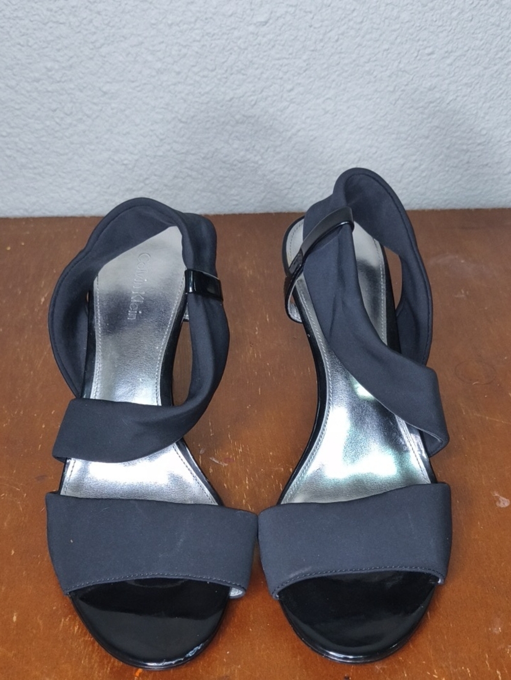 Calvin Klein Black Twist-Strap Heeled Sandals Size 8 AD